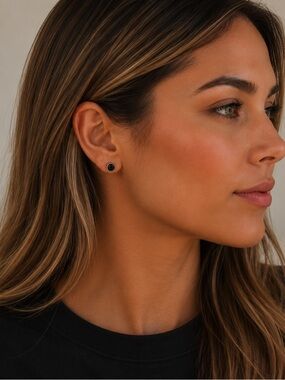 Black Onyx Stud Earrings in a 925 Sterling Silver Post